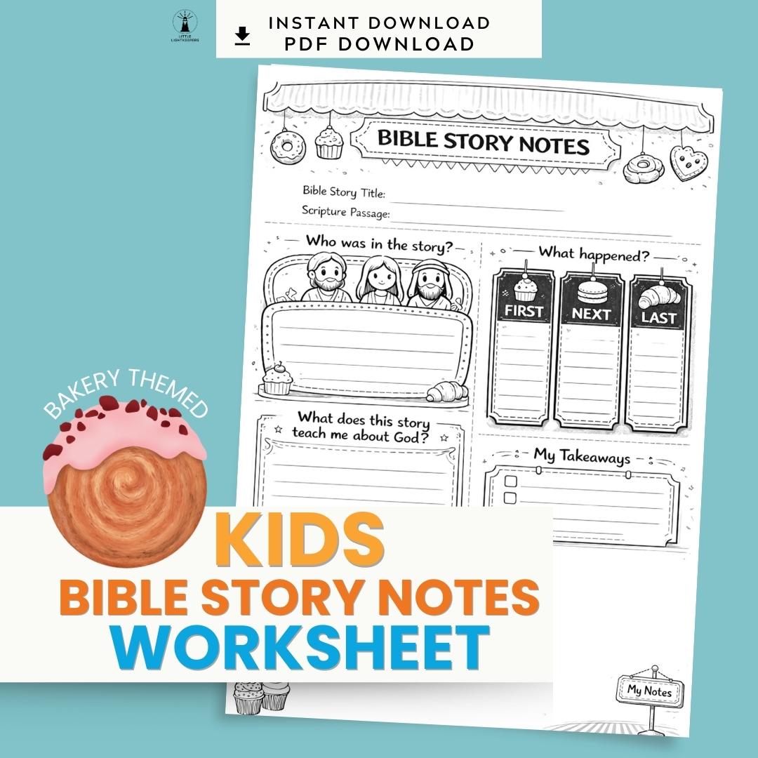 Bible Story Printables | Kids Sermon Notes Worksheet | Church Activity Sheet | Printable PDF Digital Download — Bible Story Printables