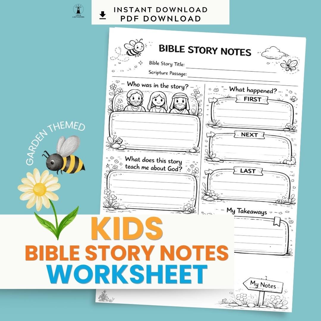 Bible Story Printables | Kids Sermon Notes Printable Kids Church Notes Faith Activity Christian Resource Quiet Church Busy Activities — Bible Story Printables