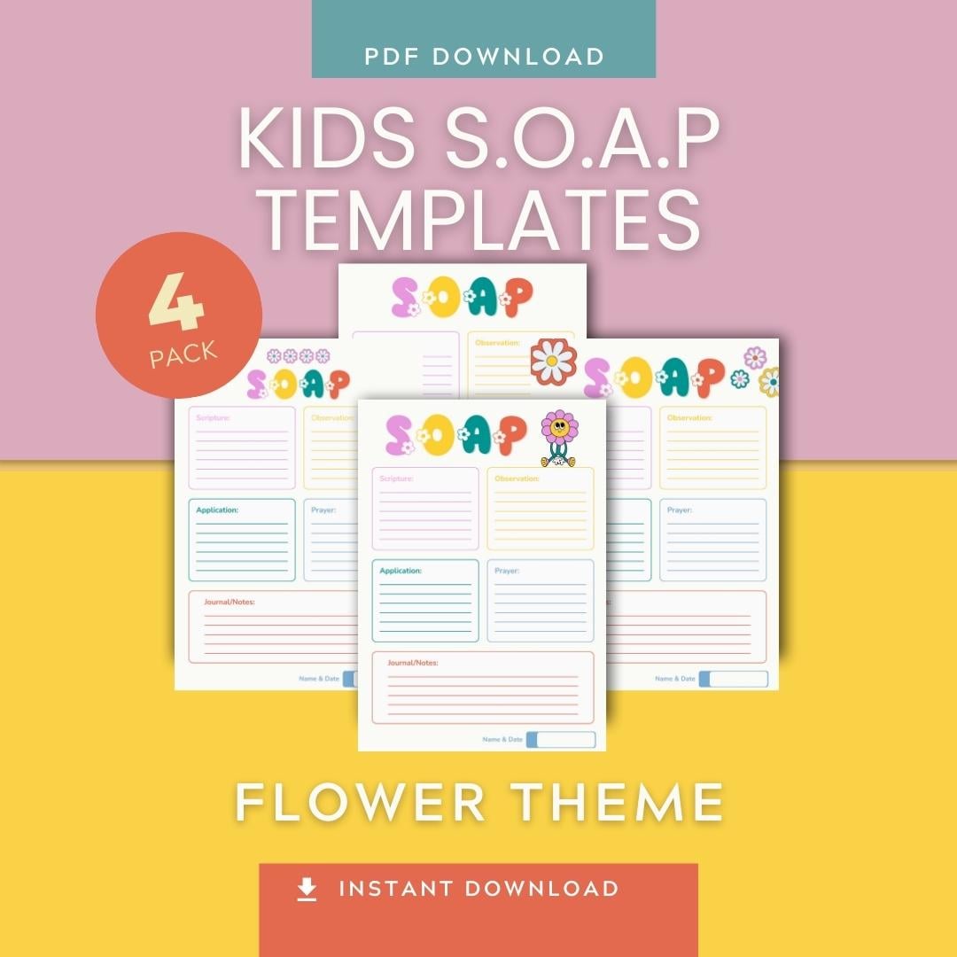 Bible Study Template S.O.A.P Method (Flower Theme) Printable PDF Download — Bible Study Template S.O.A.P Method (Flower Theme) Printable PDF Download
