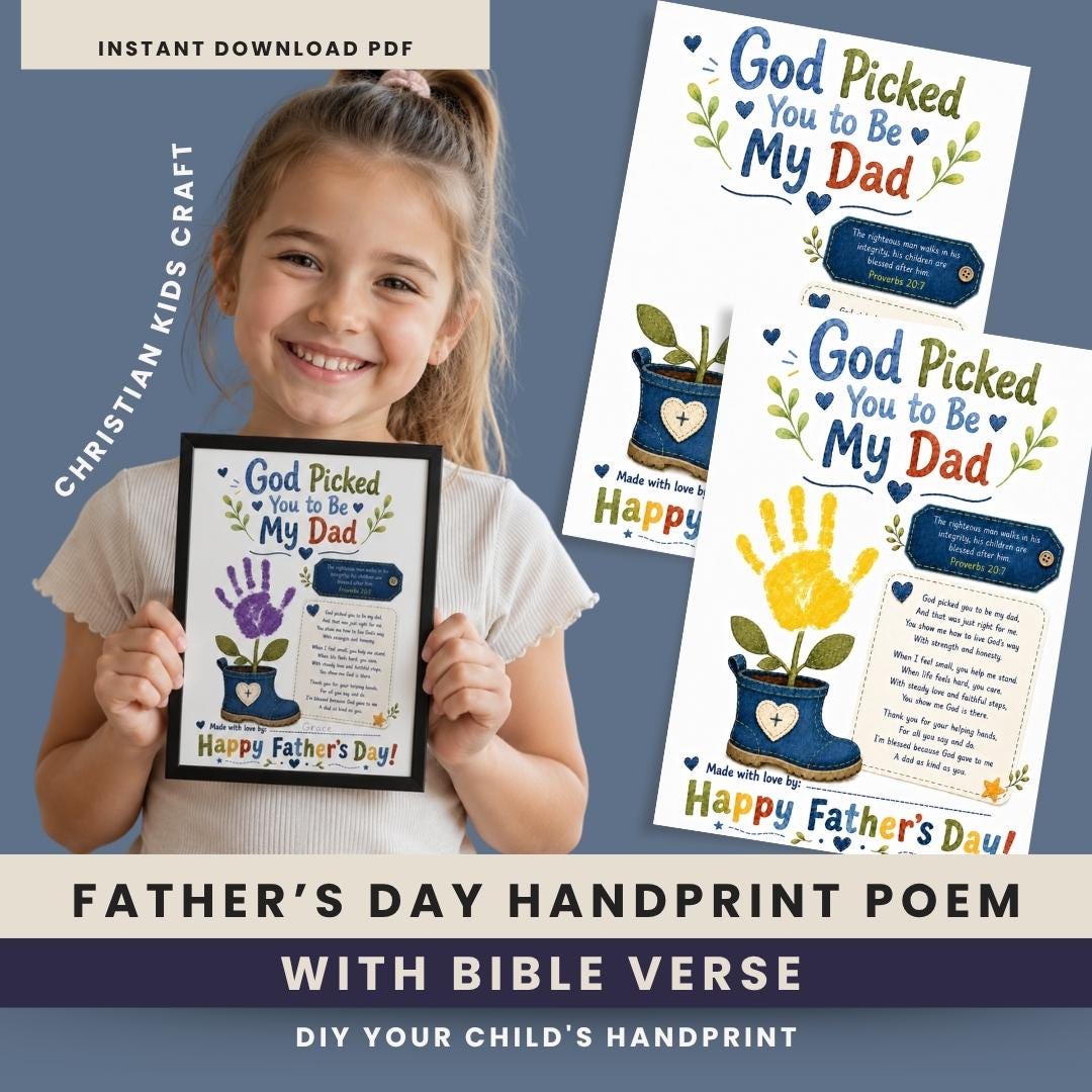 Christian Dad Handprint Poem, Bible Verse Craft (Digital Download) — Christian Dad Handprint Poem, Bible Verse Craft