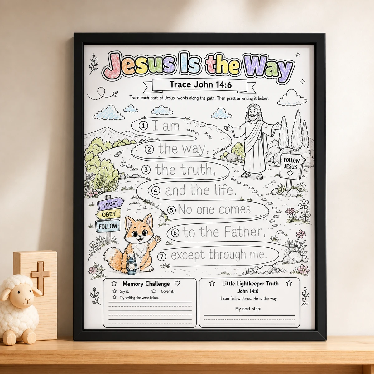 My Favourite Bible Verse — Personalised Framed Kids Print — A child’s name and chosen verse reference in an 8×10 frame