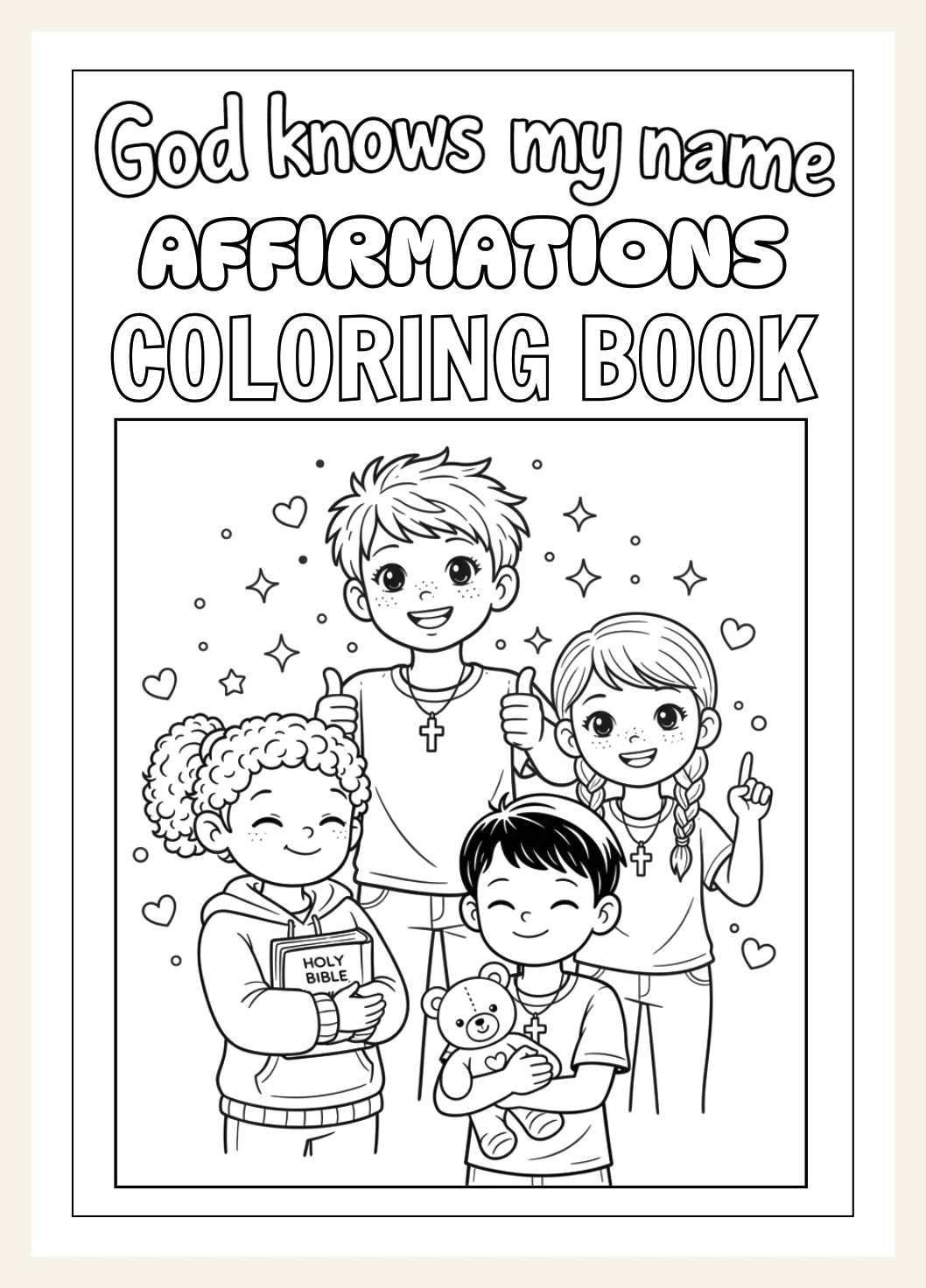 God Knows Your Name — Affirmations Colouring Book — Preview page 1