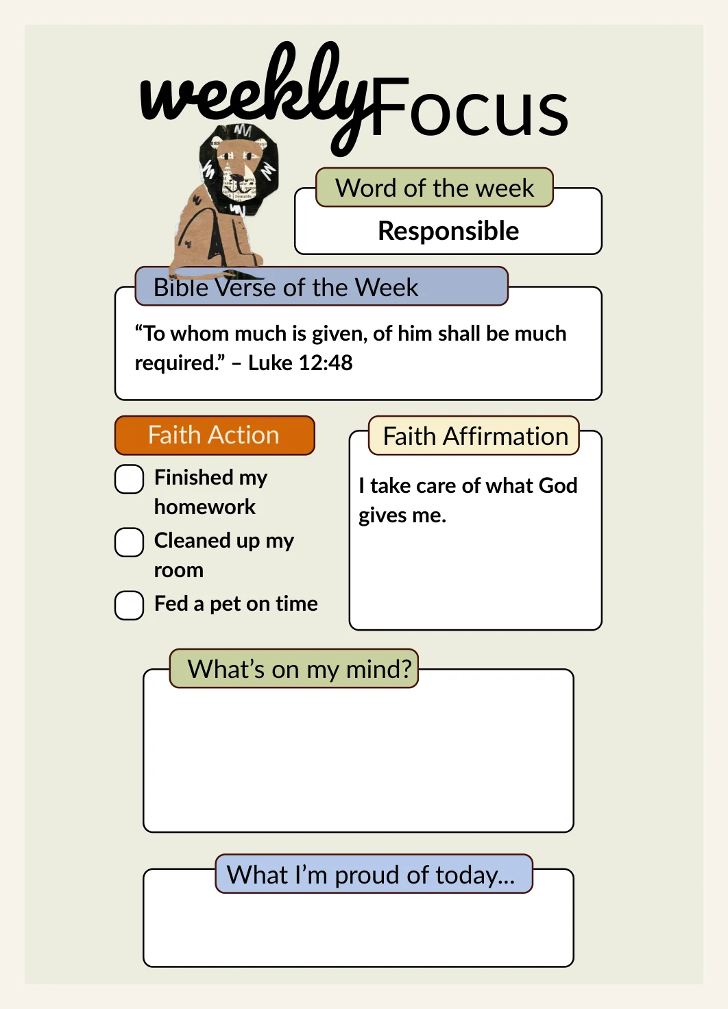 Kids Bible Journal Printable | 52-Week Gratitude & Affirmations with Matching Bible Verse (PDF Download) — Preview page 2