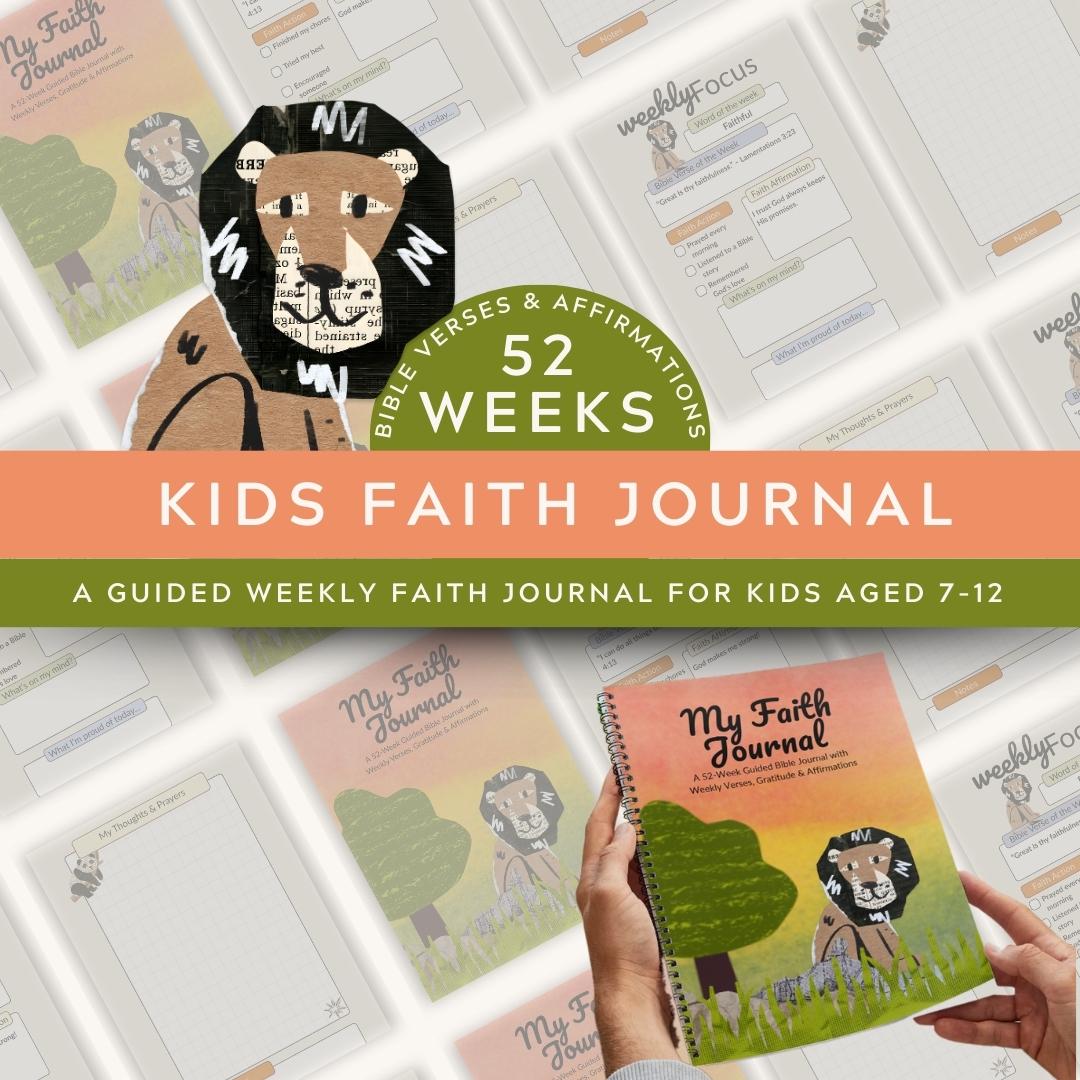 Kids Bible Journal Printable | 52-Week Gratitude & Affirmations with Matching Bible Verse (PDF Download) — Kids Bible Journal Printable