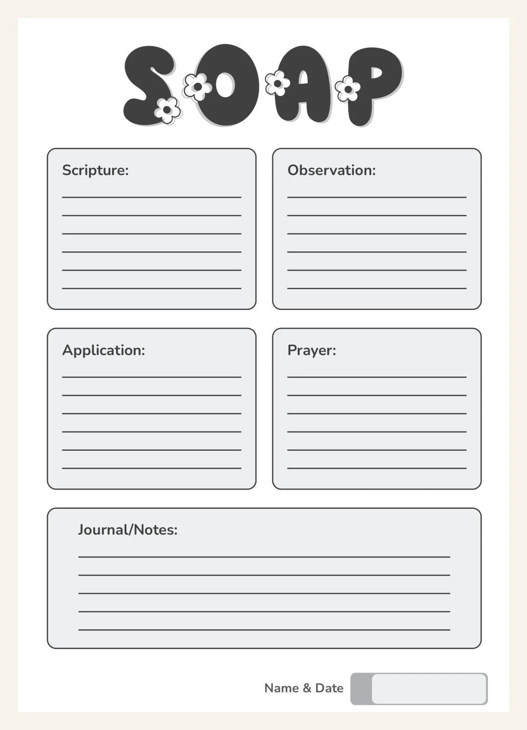 Kids Bible Study Journal Printable – SOAP Worksheet Template (Flower Theme) PDF — Kids Bible Study Journal Printable Soap 3 Actual Buyer Preview 3