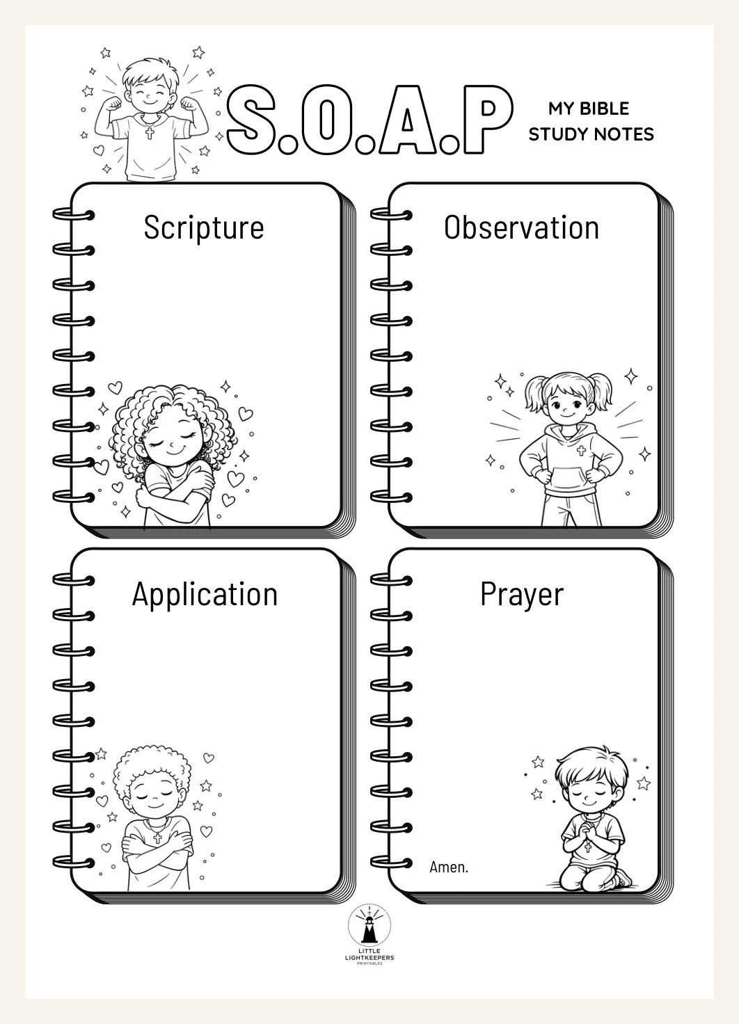 Kids S.O.A.P Bible Study Worksheets | Scripture Journal Templates (PDF Download) — Preview page 2