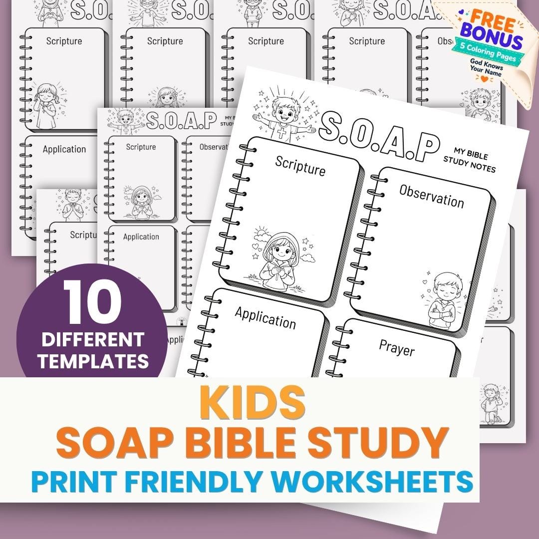 Kids S.O.A.P Bible Study Worksheets | Scripture Journal Templates (PDF Download) — Kids S.O.A.P Bible Study Worksheets