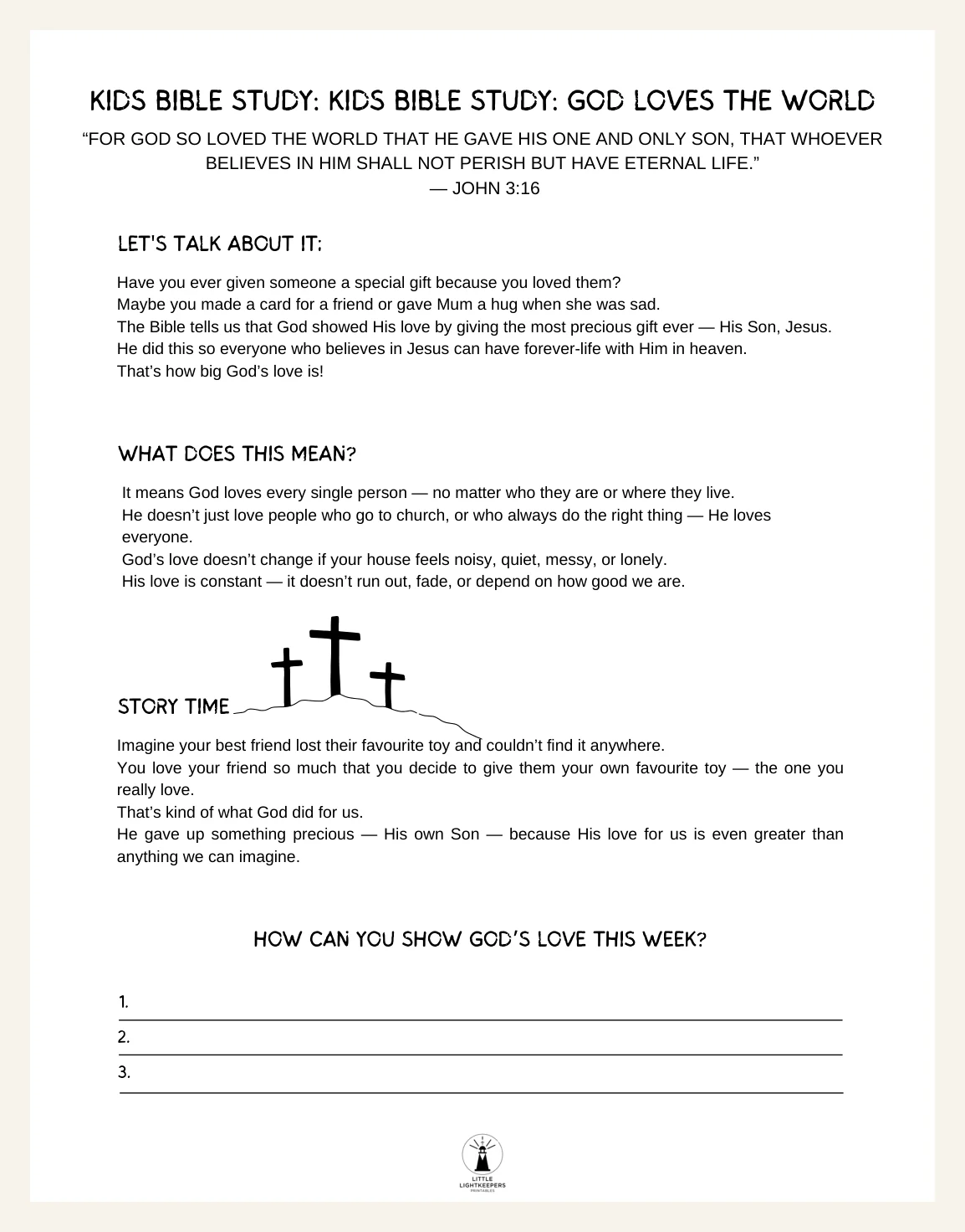 Kids Bible Study Worksheet + Guided SOAP Template with prompts | God Loves The World (Printable PDF) — Kids Bible Study Worksheet Guided Soap 2 Actual Buyer Preview 3
