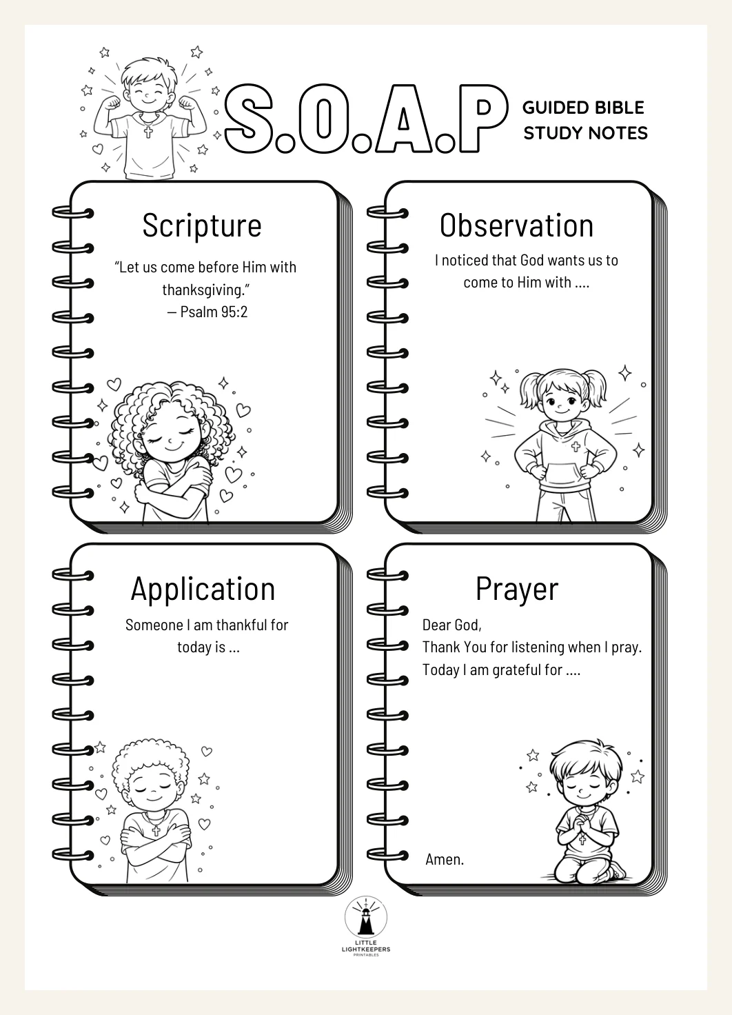 Kids Gratitude Bible Study: 10-Day S.O.A.P. Printable (Digital Download) — Preview page 2