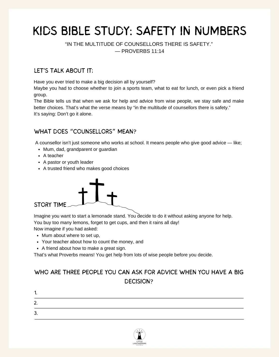 Kids Bible Study Worksheet – Proverbs 11:14 SOAP Guide (Printable PDF) — Preview page 1
