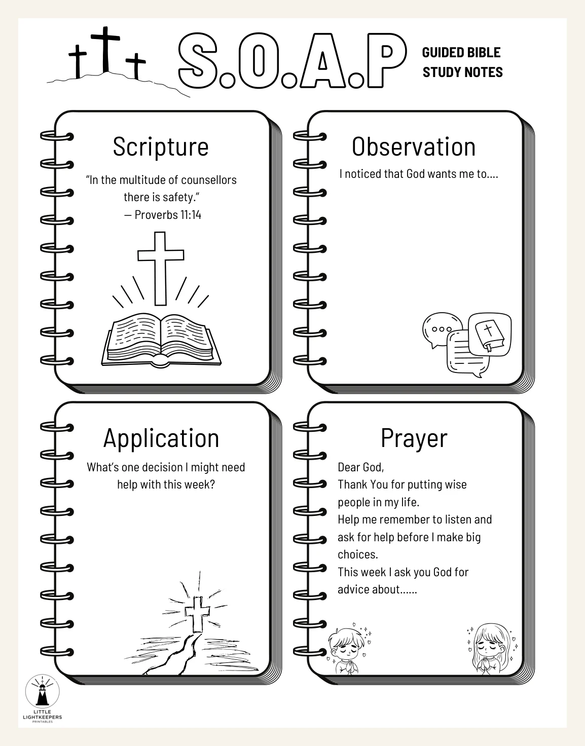 Kids Bible Study Worksheet – Proverbs 11:14 SOAP Guide (Printable PDF) — Preview page 2