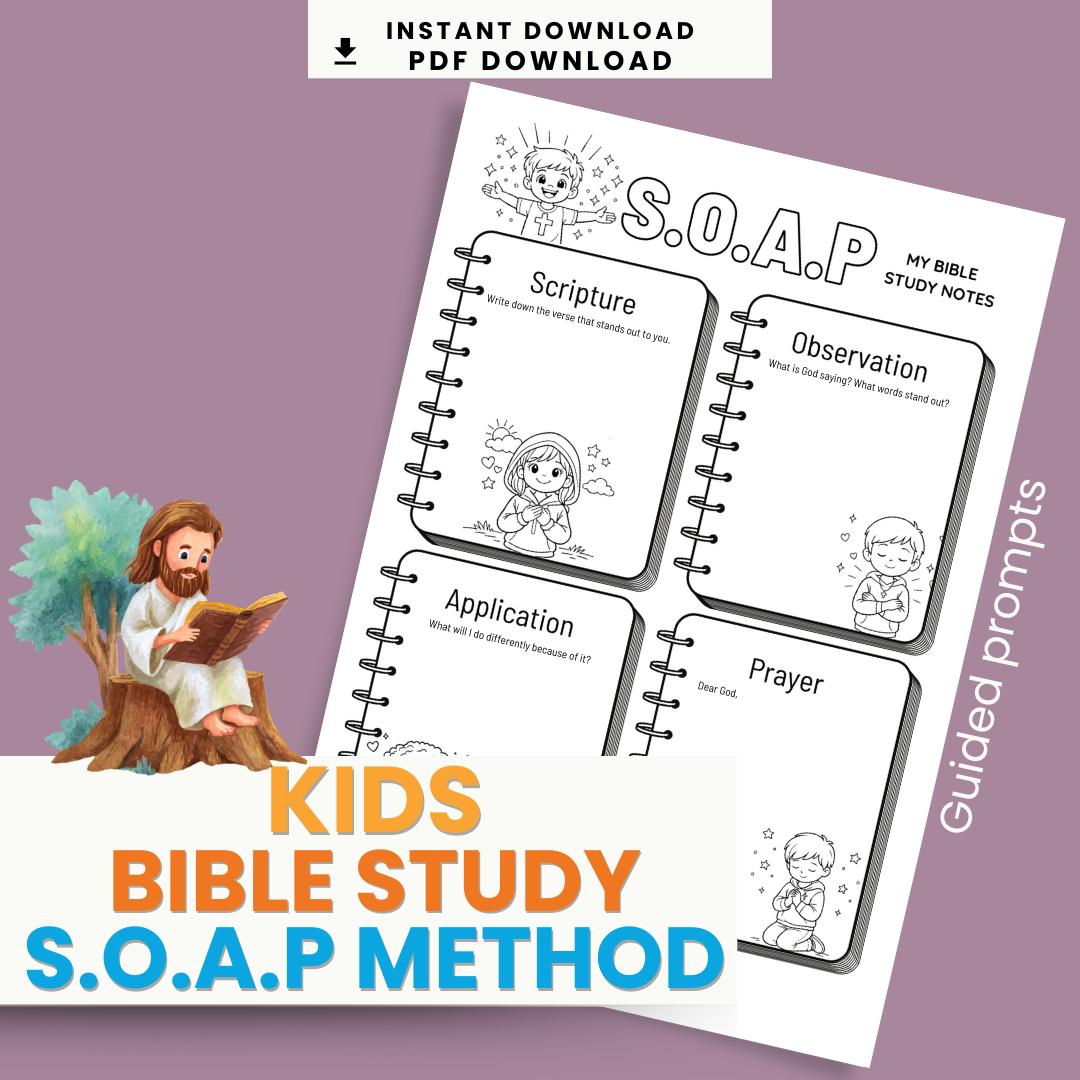 Kids Bible Study Worksheet | SOAP Method Printable (Digital Download) — Kids Bible Study Worksheet