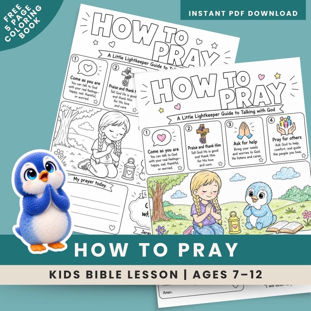 Kids Prayer Worksheet, Christian Homeschool Activity, Sunday School Lesson (Printable) — Kids Prayer Worksheet, Christian Homeschool Activity, Sunday School Lesson (Printable)