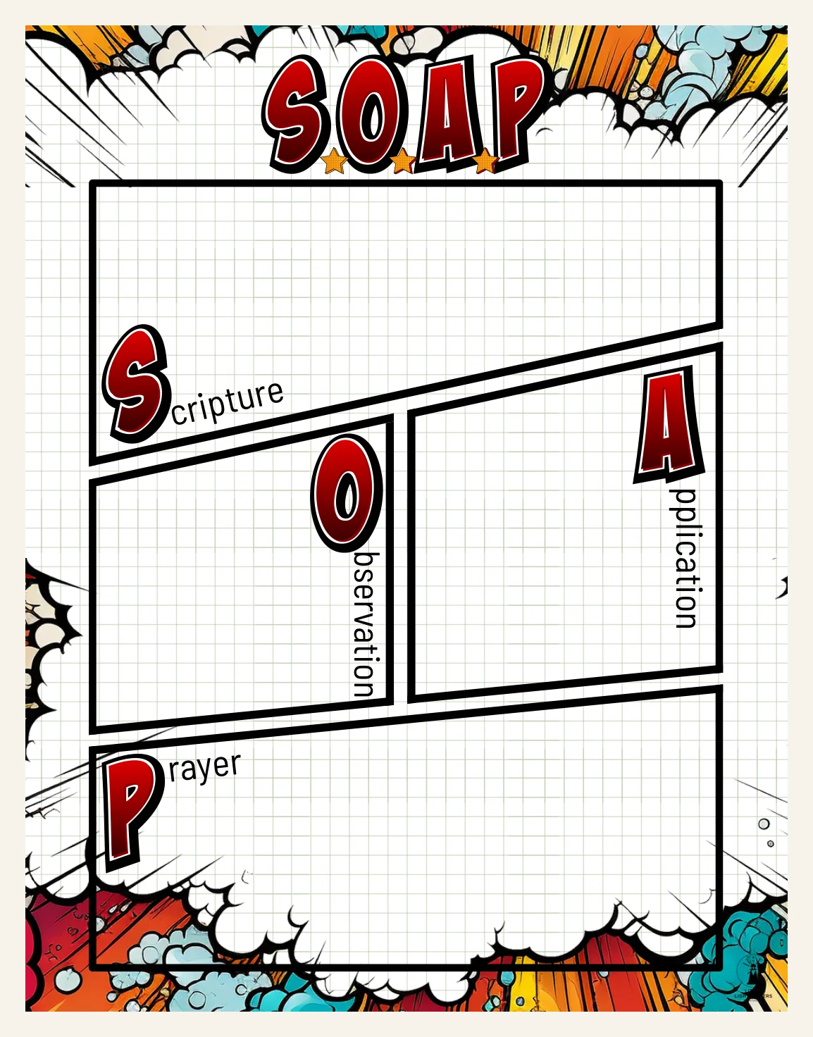Kids SOAP Bible Journal - Prayer & Devotions for Kids | Comic-Inspired Scripture Devotional (Printable PDF) — Preview page 2