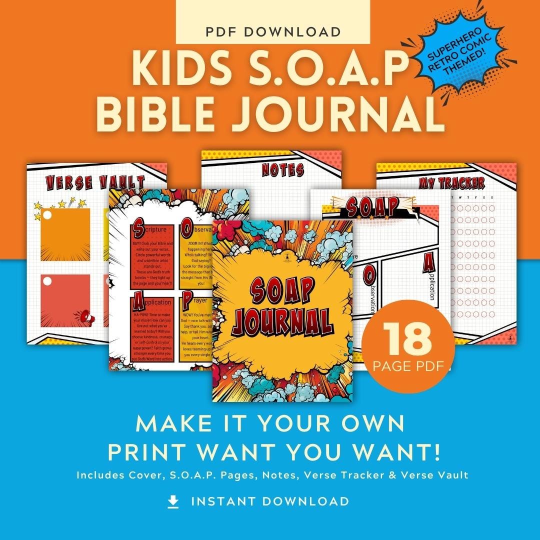 Kids SOAP Bible Journal - Prayer & Devotions for Kids | Comic-Inspired Scripture Devotional (Printable PDF) — Kids SOAP Bible Journal - Prayer & Devotions for Kids