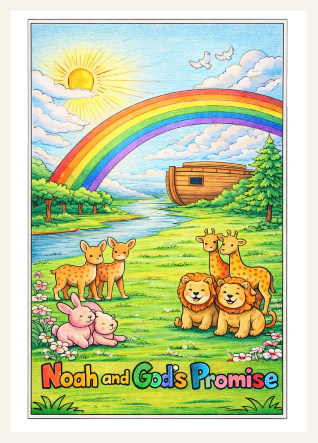 Noah's Ark Bible Story Coloring Pages | Bible Verse Coloring |  Christian Printable | Sunday School | Homeschool Kids Activity PDF — Preview page 1