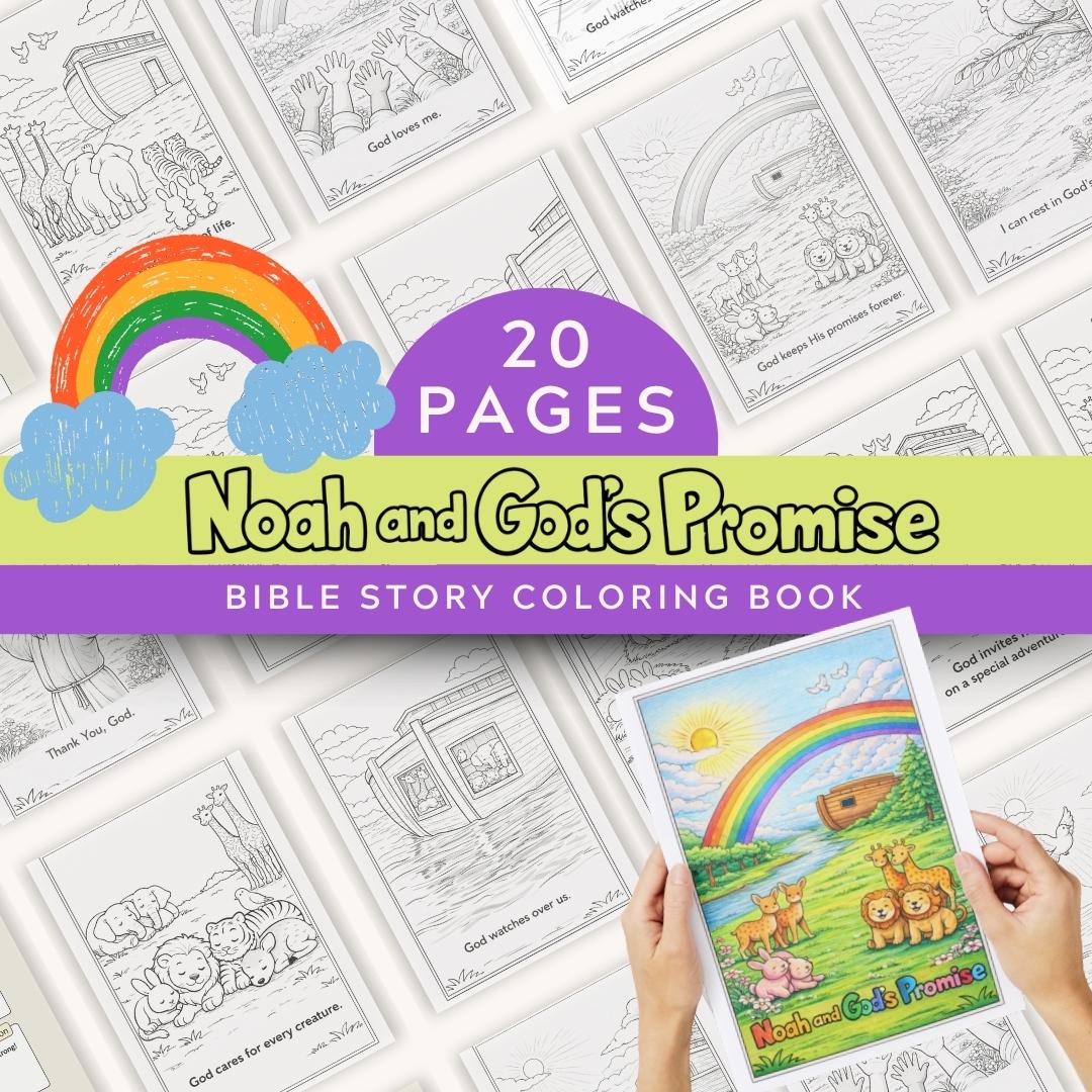 Noah's Ark Bible Story Coloring Pages | Bible Verse Coloring |  Christian Printable | Sunday School | Homeschool Kids Activity PDF — Noah's Ark Bible Story Coloring Pages