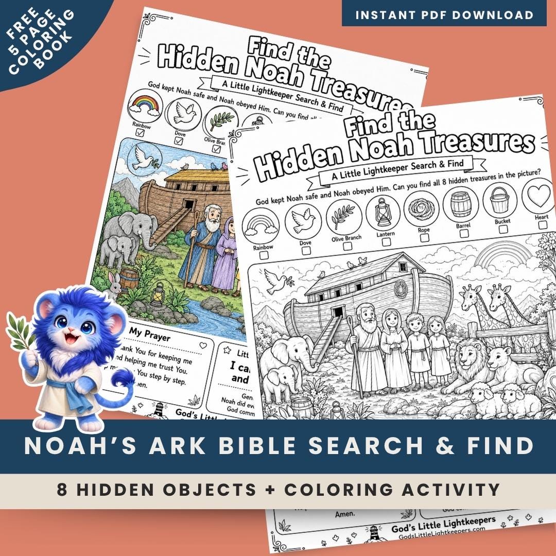 Noah’s Ark Seek and Find Printable | Bible I Spy Activity for Kids | Hidden Object Sunday School Worksheet | VBS | Christian Coloring Page — Noah’s Ark Seek and Find Printable