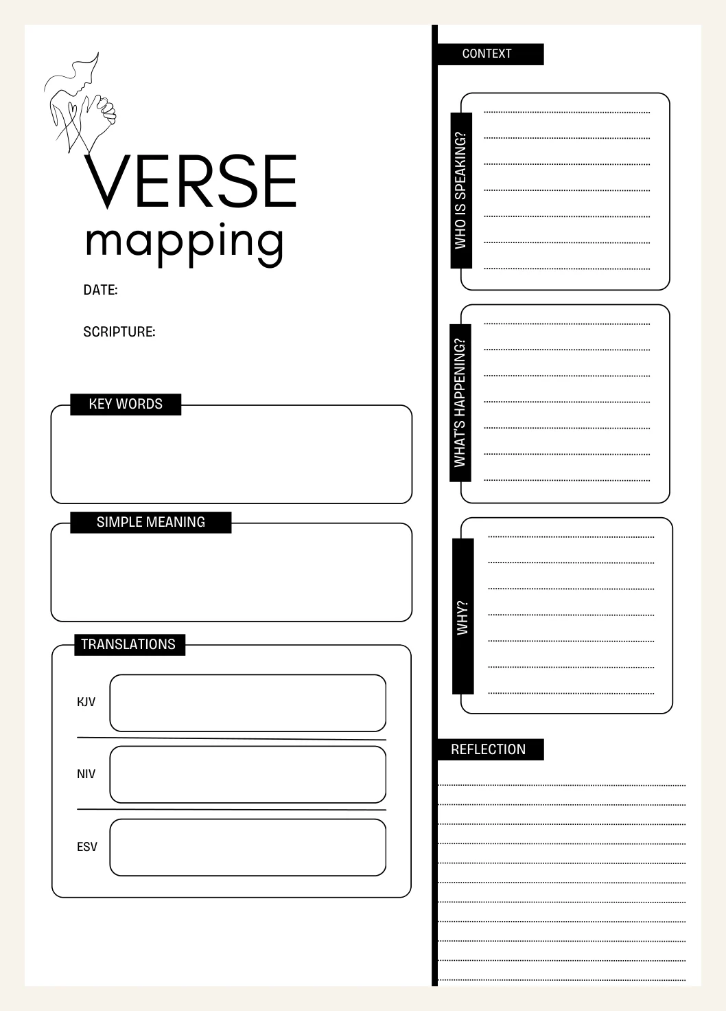 Printable Bible Study Templates | SOAP Method, Verse Mapping (PDF Download) — Preview page 2