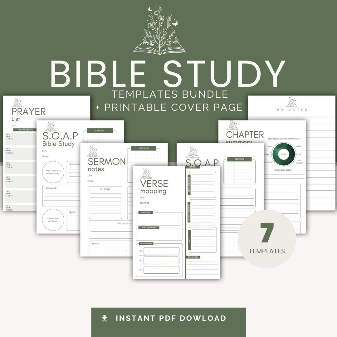 Printable Bible Study Templates for Women | SOAP, Verse Mapping, Sermon Notes (PDF Download) — Printable Bible Study Templates for Women