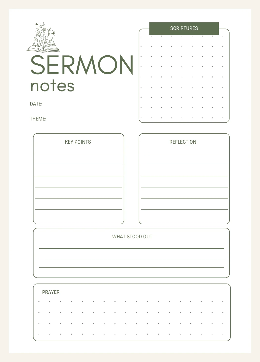 Sermon Notes Template Printable PDF with Prayer List Bonus — Preview page 2