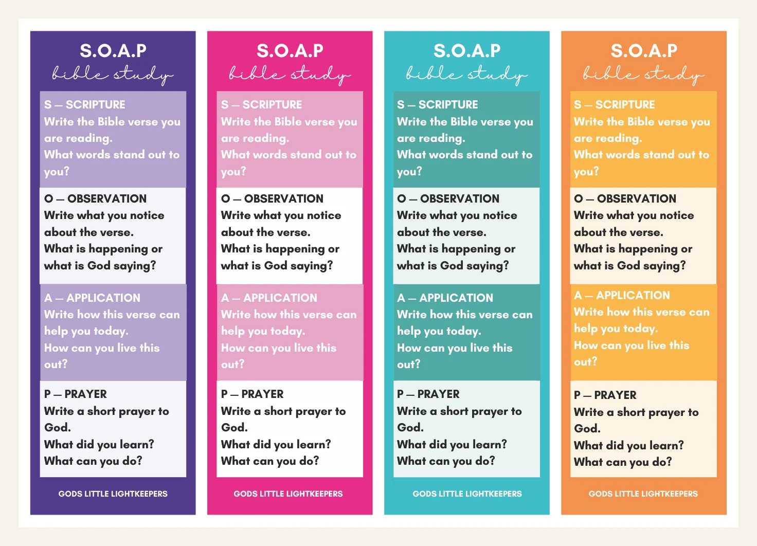 SOAP Bible Study & Prayer Bookmarks Printable | Christian Bookmark Set, Scripture Study Tool | Instant Download — Preview page 1