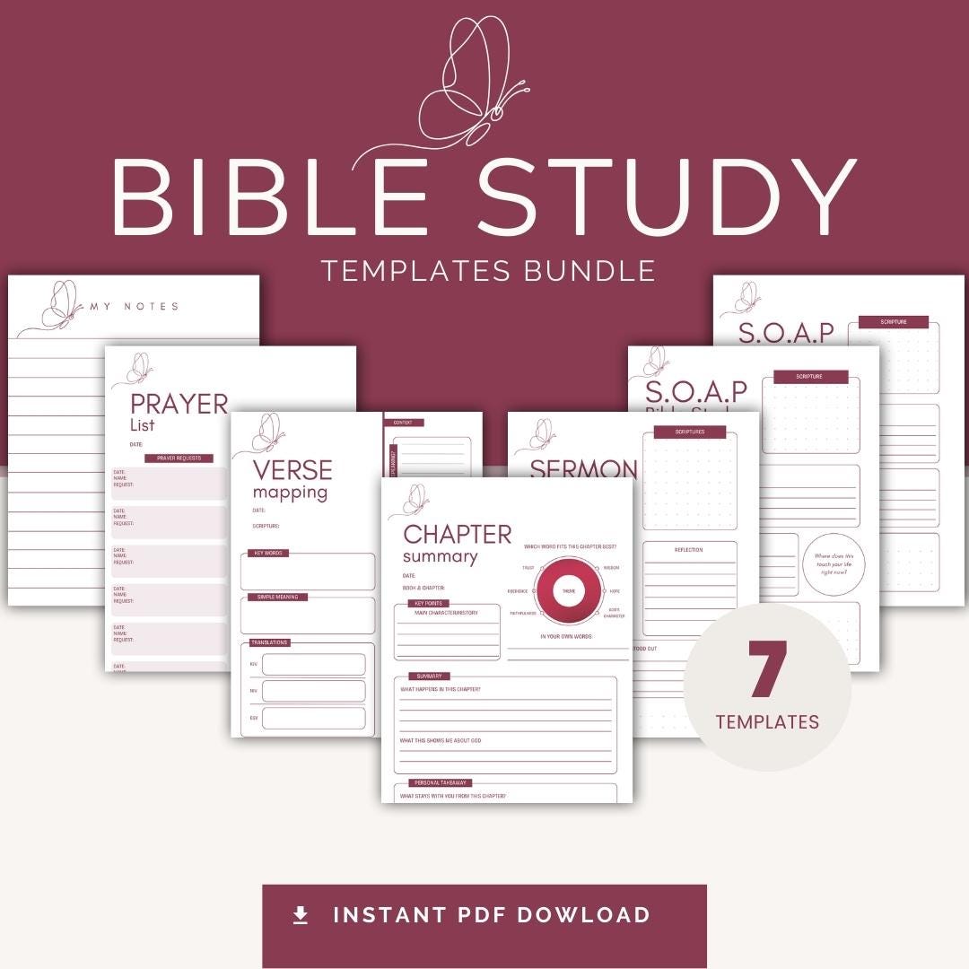 Bible Study Templates for Women | SOAP Method, Verse Mapping, Sermon Notes & Prayer Journal PDF — Bible Study Templates for Women